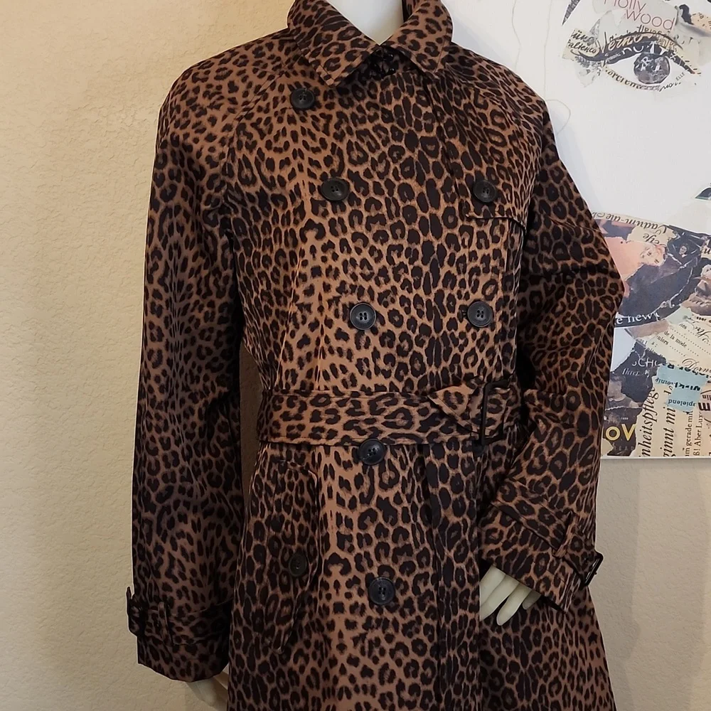 NWT Rebecca Minkoff LEOPARD Animal Print MAXI TRENCH Coat - Picture 9 of 14